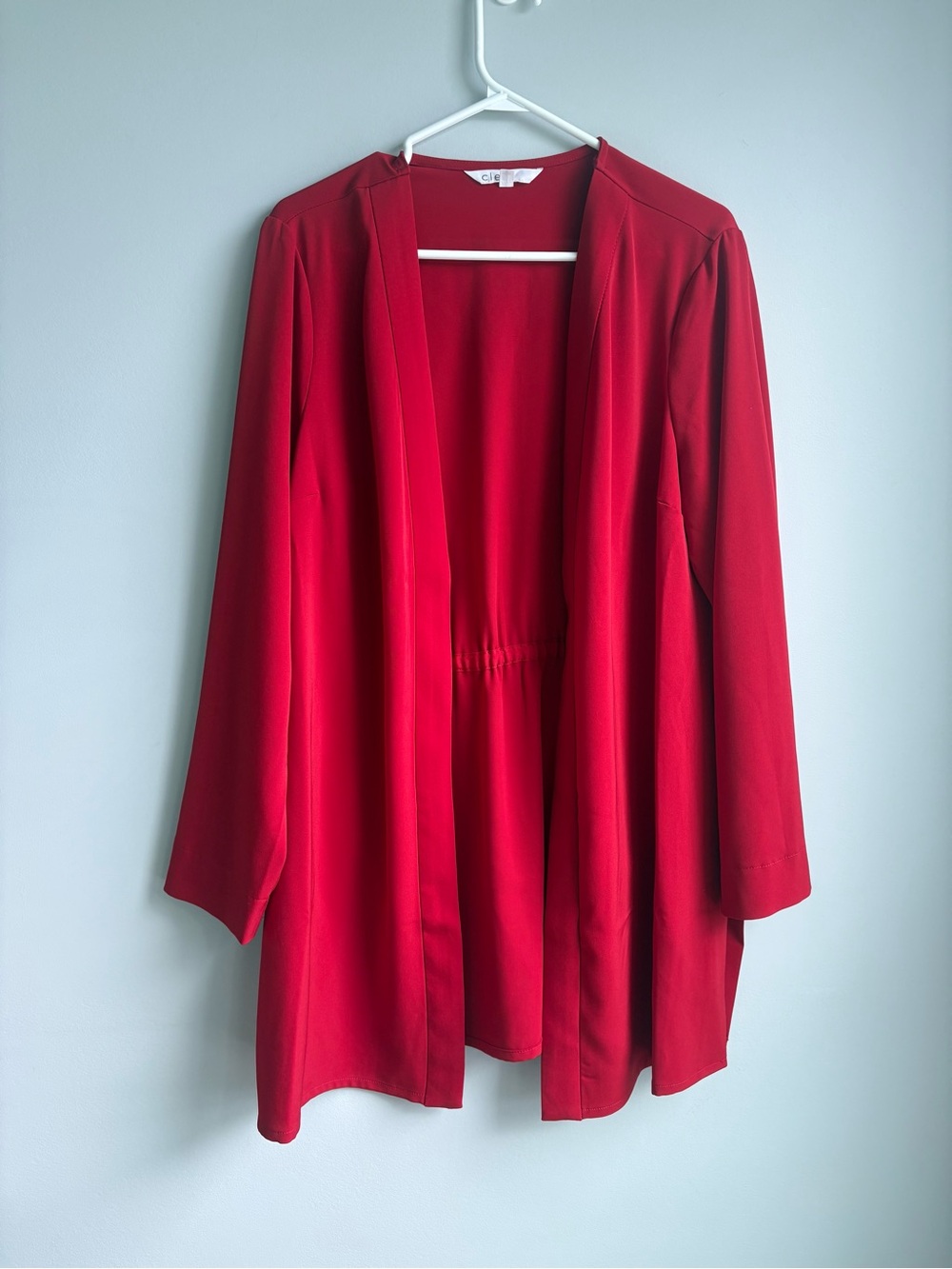 cleo Red Open-Front Long Sleeve Robe